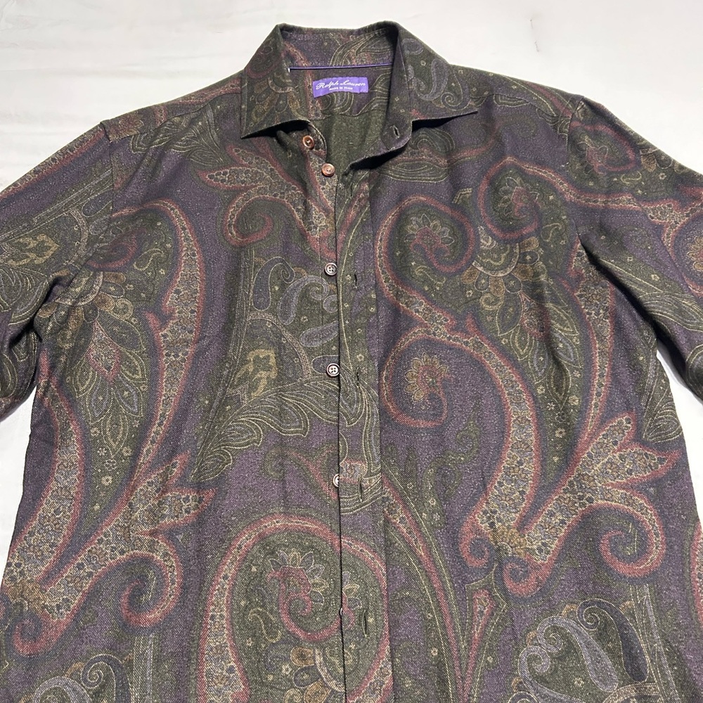 Ralph Lauren purple label brown paisley button up